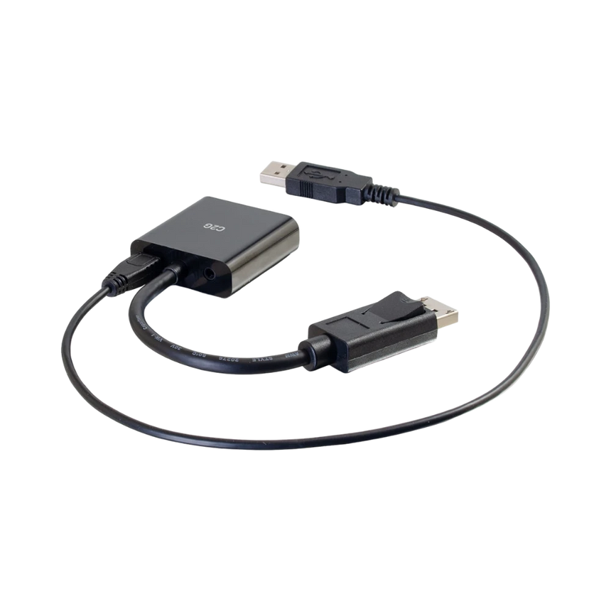C2G 8in DisplayPort Male to VGA + Audio Female Active Adapter Converter (Black) — Being Shipped