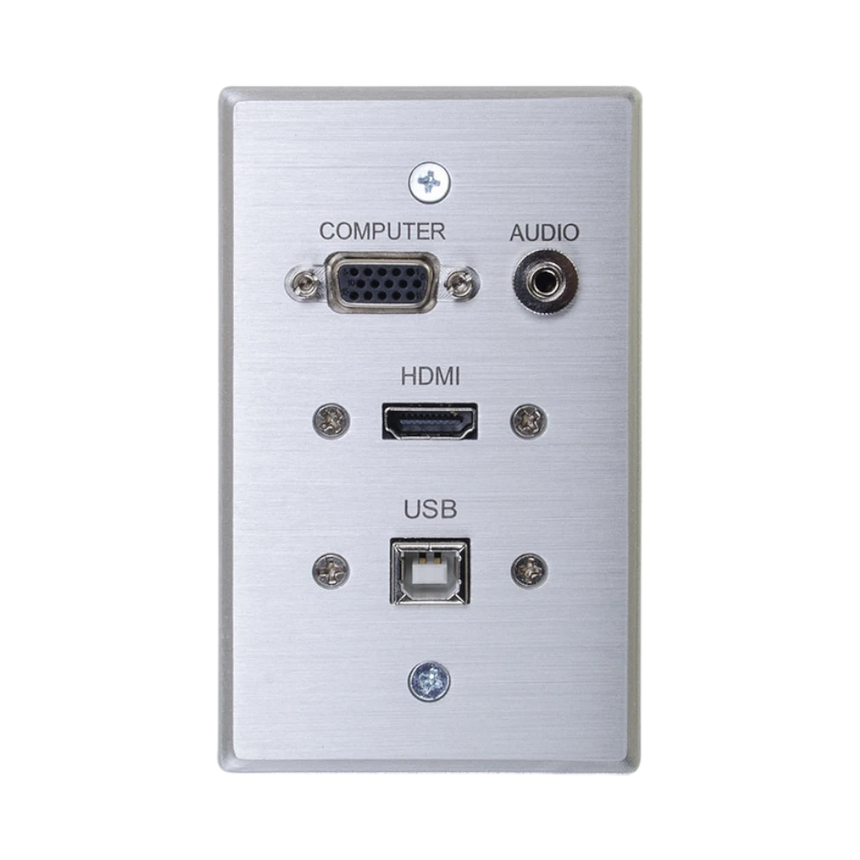 C2G HDMI, VGA, 3.5mm Audio and USB Pass Through Single Gang Wall Plate (Aluminum) — Being Shipped