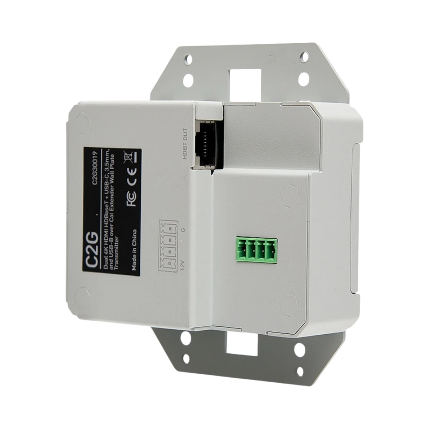 C2G Dual 4K HDMI HDBaseT + USB-C, 3.5mm, and USB-B over Cat Extender Dual Gang Wall Plate Transmitter, 4K 60Hz — Being Shipped