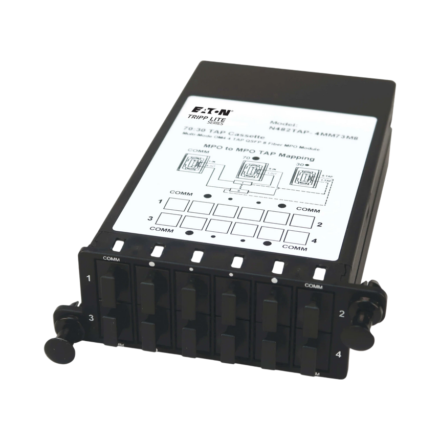 Tripp Lite Fiber TAP Cassette, Multimode, 8-Fiber MPO to MPO, 4 Monitoring Ports, 70/30 Split — Being Shipped