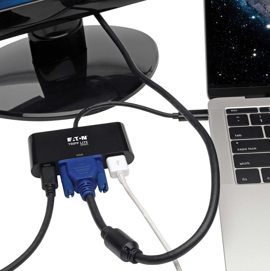 Tripp Lite USB C to VGA Multiport Adapter (Black) — Being Shipped