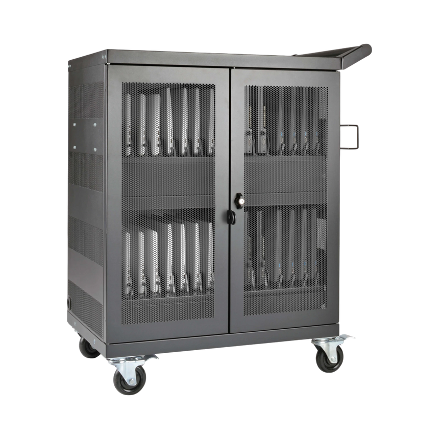 Tripp Lite Multi-Device Charging Cart, 32 AC Outlets, Chromebooks and Laptops, Wall-Mount Option, Black — Being Shipped