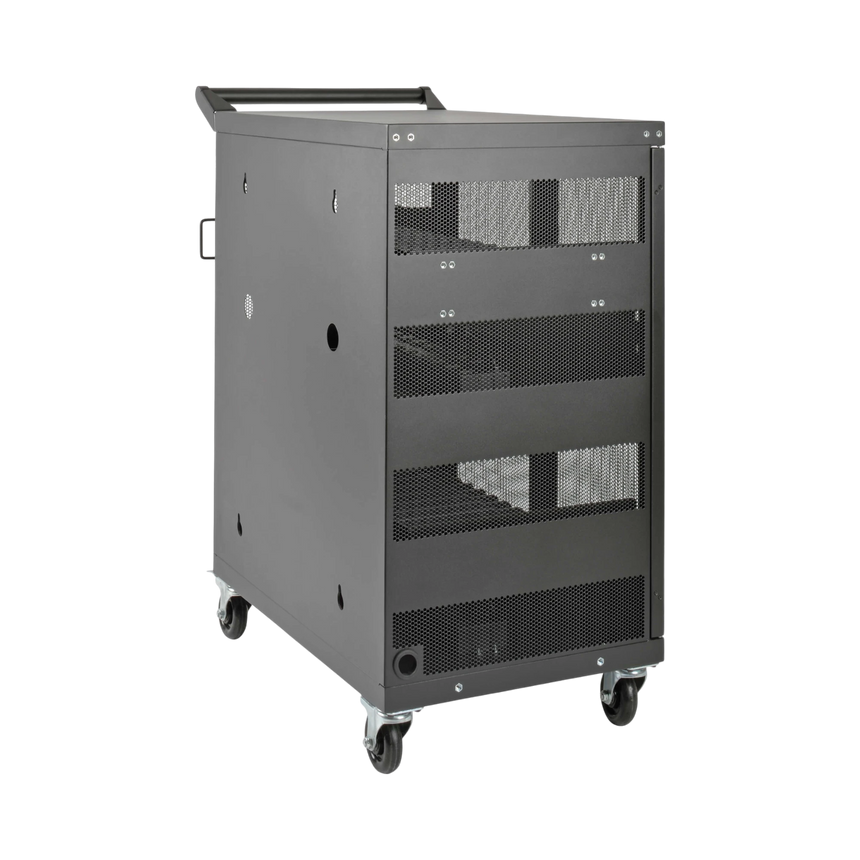 Tripp Lite Multi-Device Charging Cart, 32 AC Outlets, Chromebooks and Laptops, Wall-Mount Option, Black — Being Shipped