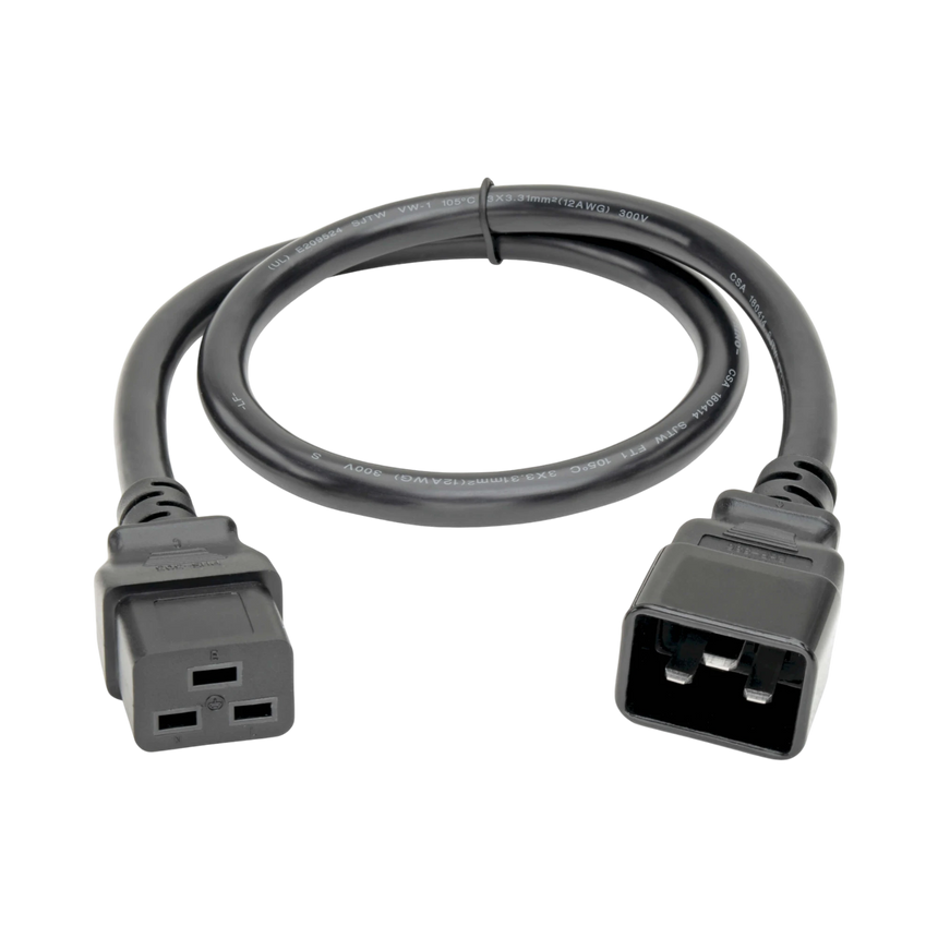 Tripp Lite series Power Extension Cord, C19 to C20, Heavy-Duty, 20A, 250V, 12 AWG, 2 ft. (0.61 m), Black — Being Shipped