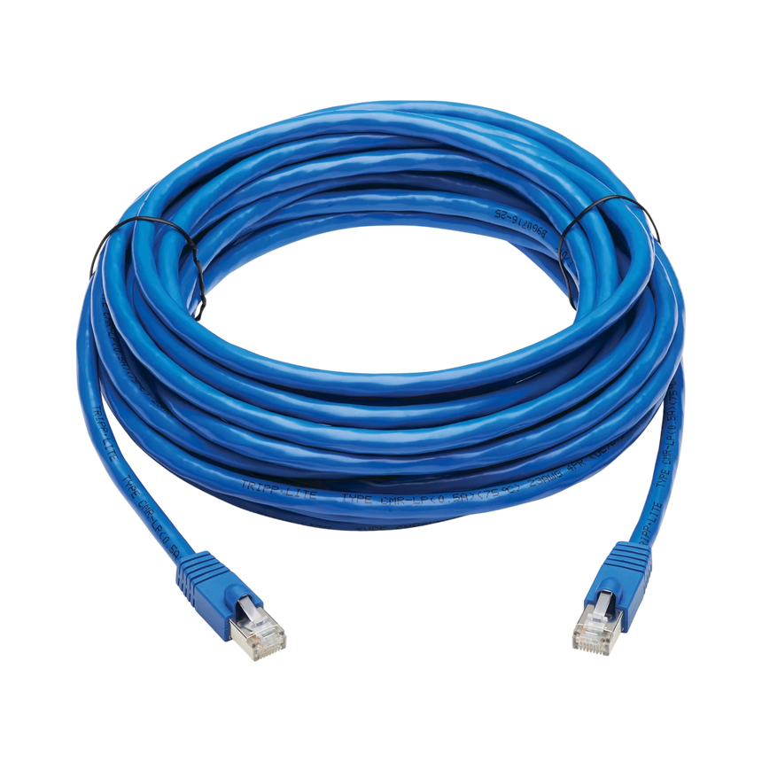 Tripp Lite Cat6a 10G Snagless F/UTP Ethernet Cable (RJ45 M/M), PoE, CMR-LP, Blue, 50 ft. (15.24 m), TAA — Being Shipped