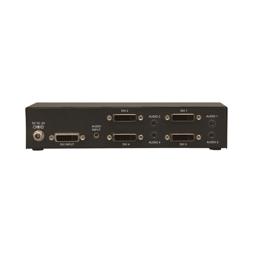 Tripp Lite 4-Port DVI Splitter with Audio and Signal Booster, Single-Link DVI-I, 1920 x 1200 (1080p) @ 60 Hz, TAA — Being Shipped