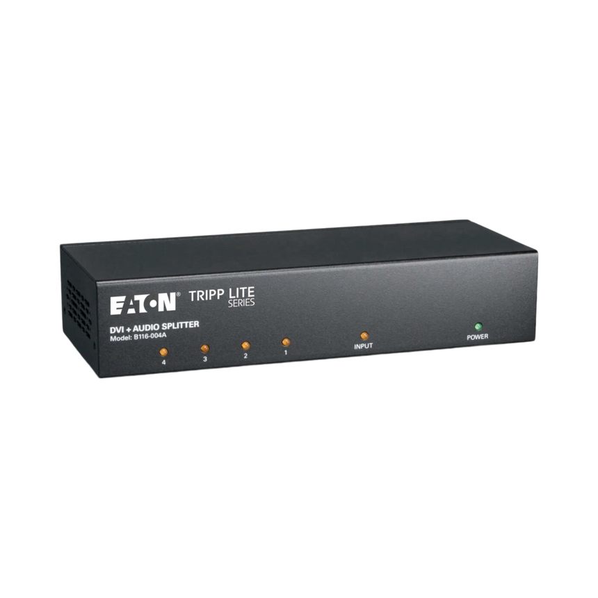 Tripp Lite 4-Port DVI Splitter with Audio and Signal Booster, Single-Link DVI-I, 1920 x 1200 (1080p) @ 60 Hz, TAA — Being Shipped