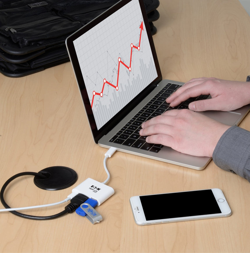 Tripp Lite USB-C to HDMI 4K Adapter with USB 3.x (5Gbps) Hub Ports and 60W PD Charging, HDCP, White — Being Shipped