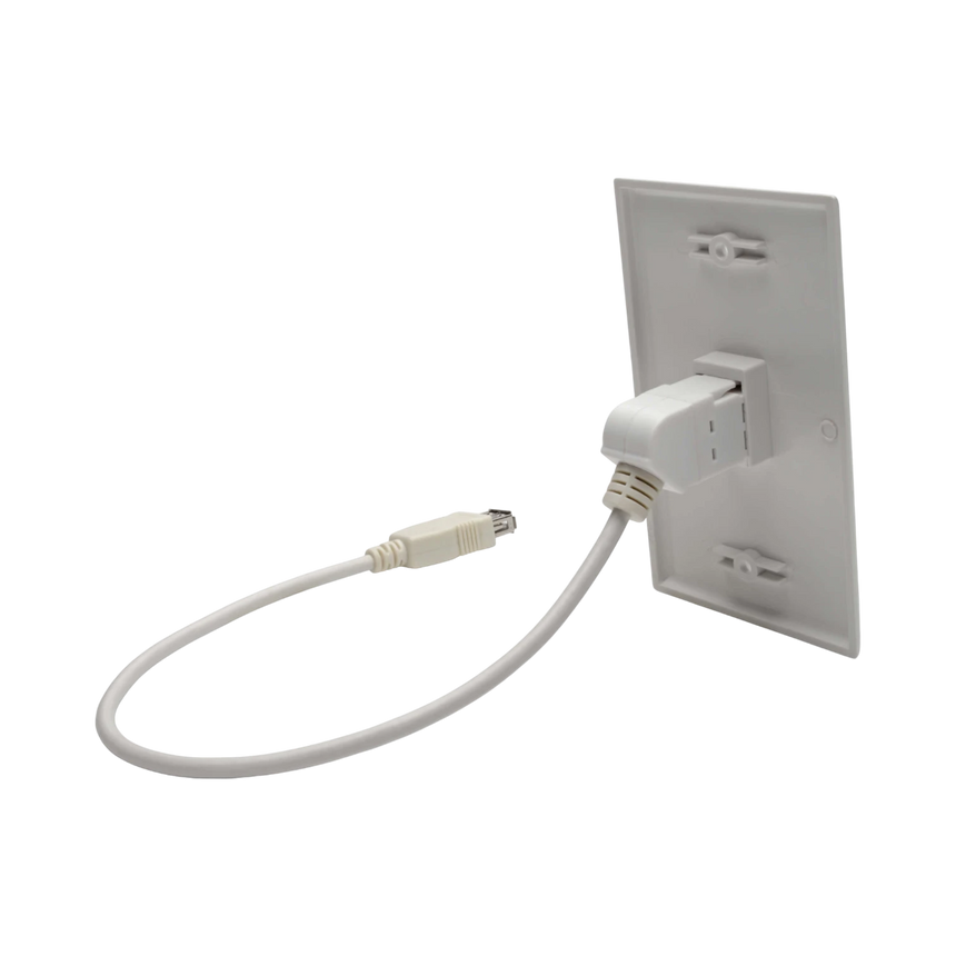 Tripp Lite USB 2.0 All-in-One Keystone/Panel Mount Coupler Cable (F/F), Angled Connector, White, 1 ft. (0.31 m) — Being Shipped