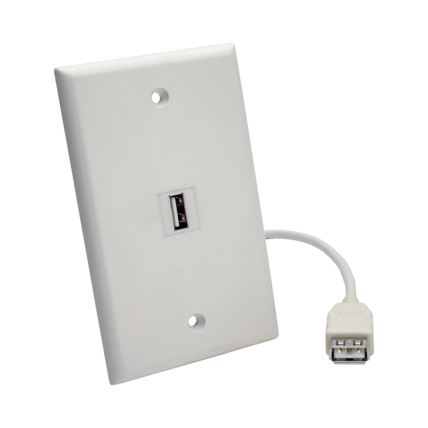 Tripp Lite USB 2.0 All-in-One Keystone/Panel Mount Coupler Cable (F/F), Angled Connector, White, 1 ft. (0.31 m) — Being Shipped