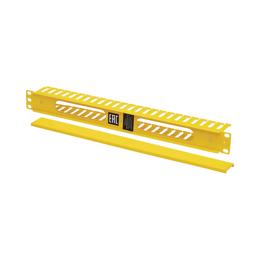 Tripp Lite Horizontal Cable Manager - Finger Duct with Cover, Yellow, 1U — Being Shipped