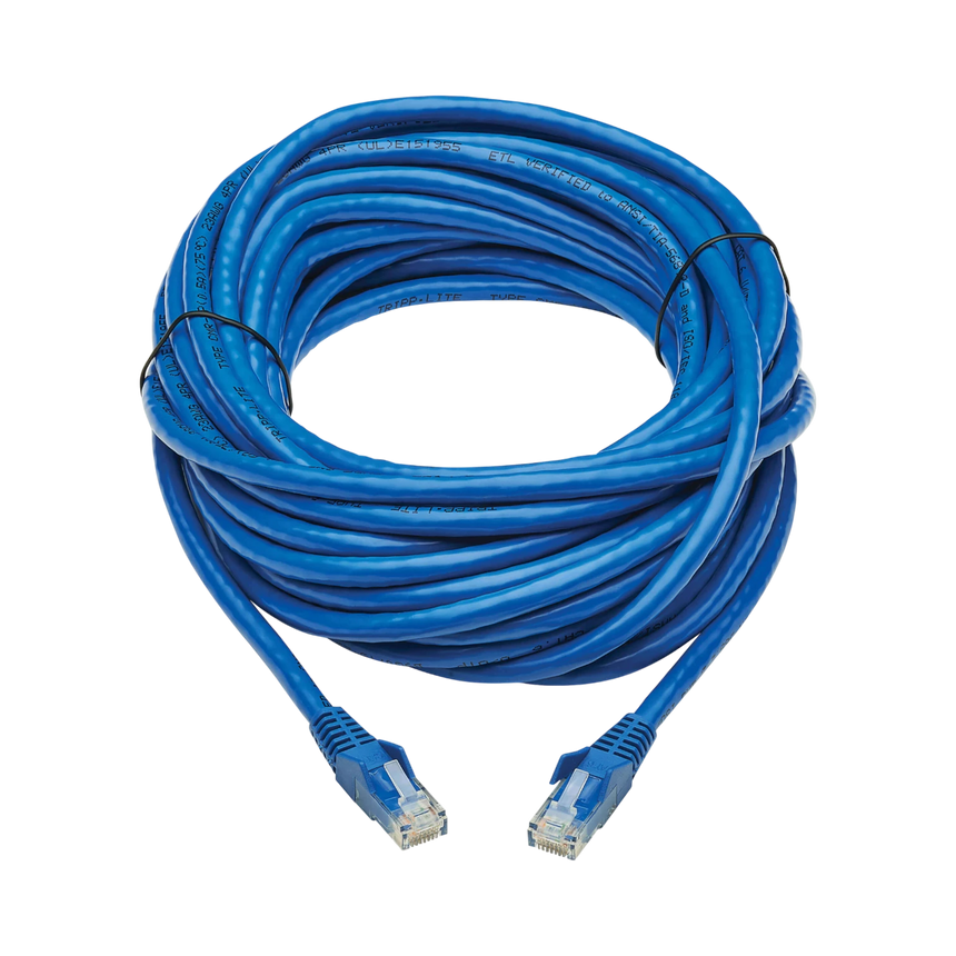 Tripp Lite Cat6 Gigabit Snagless Molded UTP Ethernet Cable (RJ45 M/M), PoE, CMR-LP, Blue, 30 ft. (9.14 m), TAA — Being Shipped