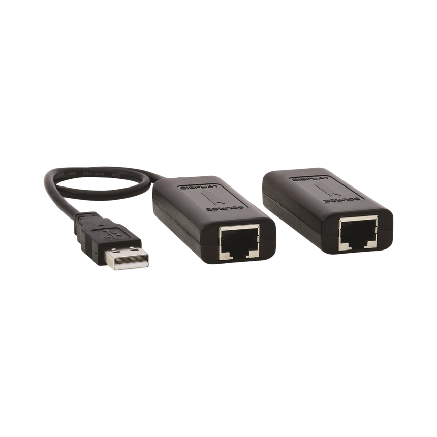 Tripp Lite 1-Port USB over Cat5/Cat6 Extender Kit with Power over Cable, USB 2.0, Up to 164.04 ft. (50M), Black, TAA — Being Shipped