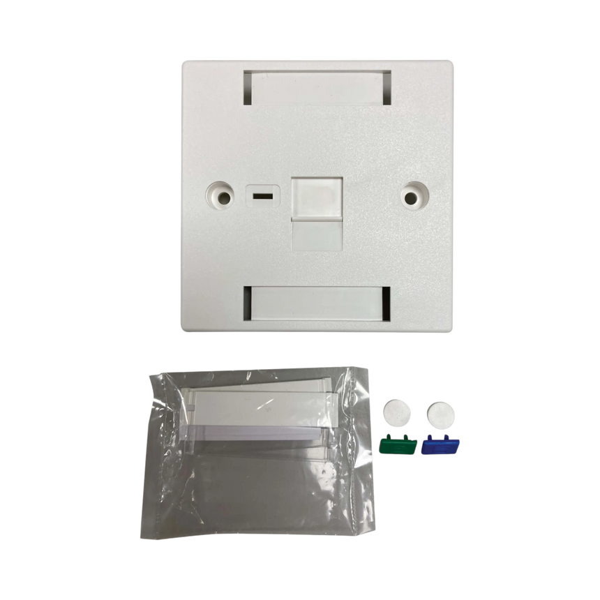 Tripp Lite 1-Port UK-Style Keystone Wall Plate, Unloaded Shuttered Module, Icon Tab, White, TAA — Being Shipped
