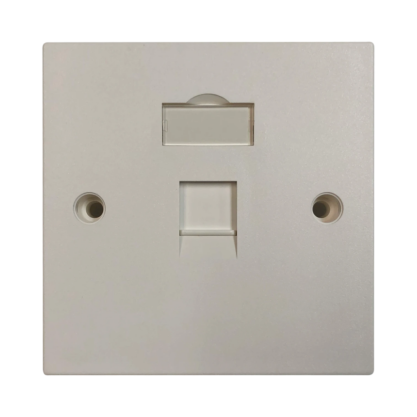 Tripp Lite 1-Port UK-Style Keystone Wall Plate, Unloaded Shuttered Module, White — Being Shipped