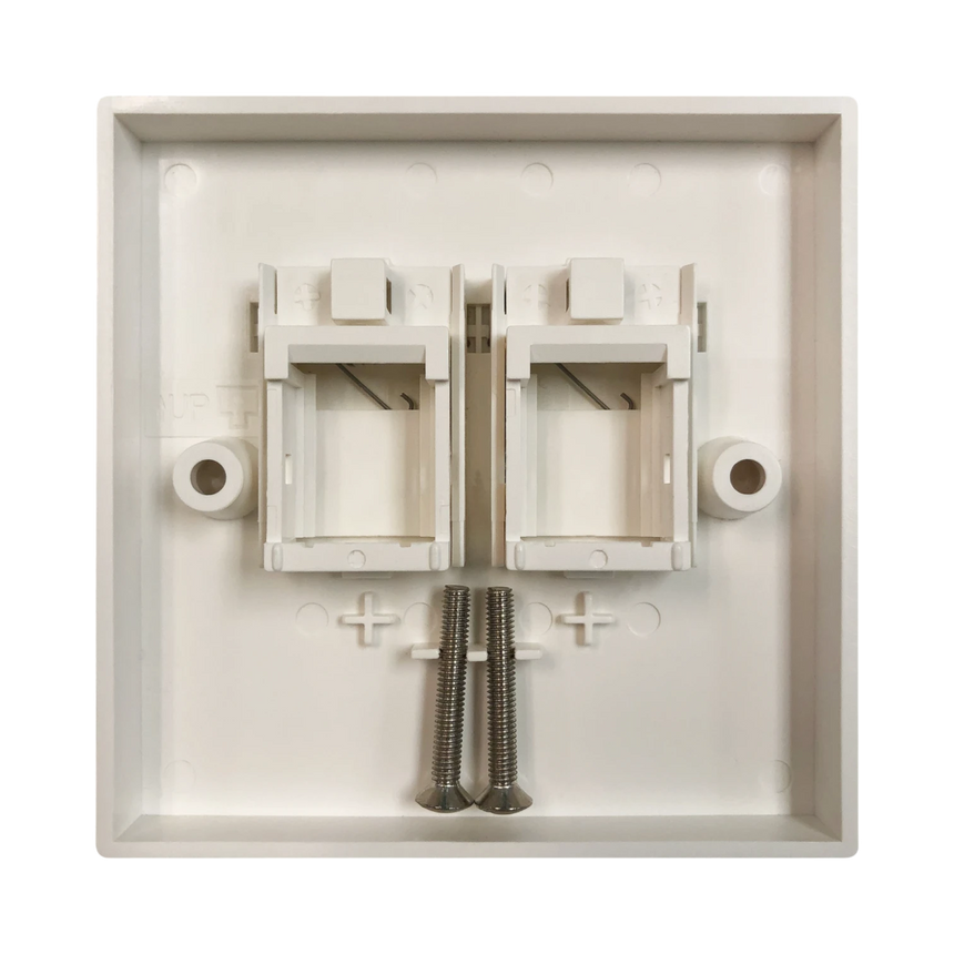 Tripp Lite 2-Port UK-Style Keystone Wall Plate, Unloaded Shuttered Module, White — Being Shipped