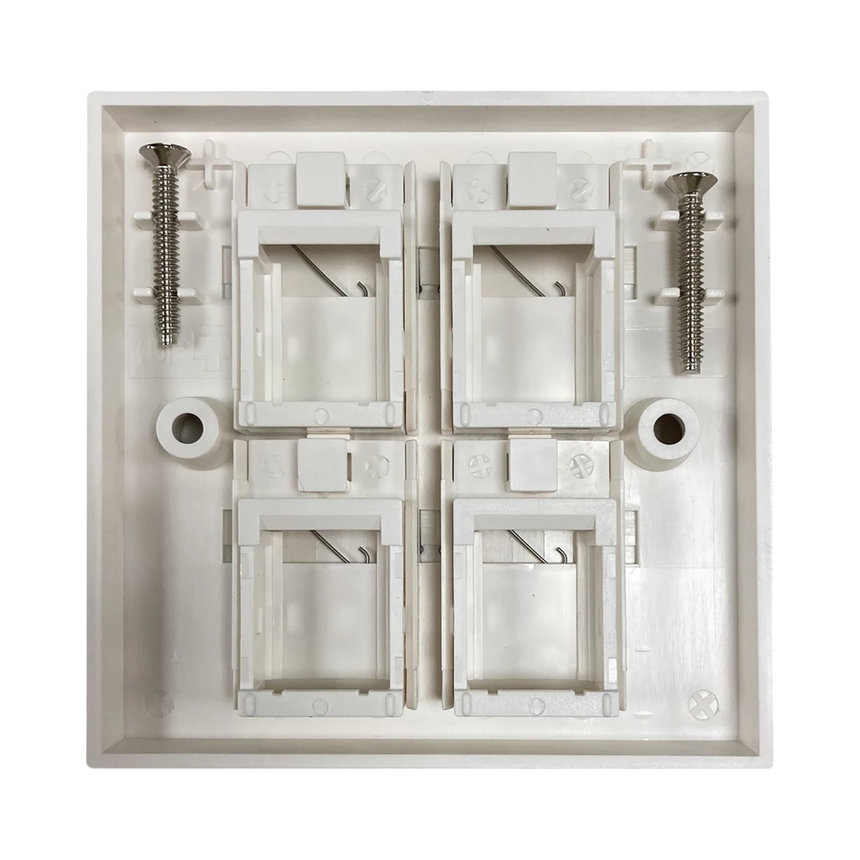 Tripp Lite 4-Port UK-Style Keystone Wall Plate, Unloaded Shuttered Module, White, TAA — Being Shipped