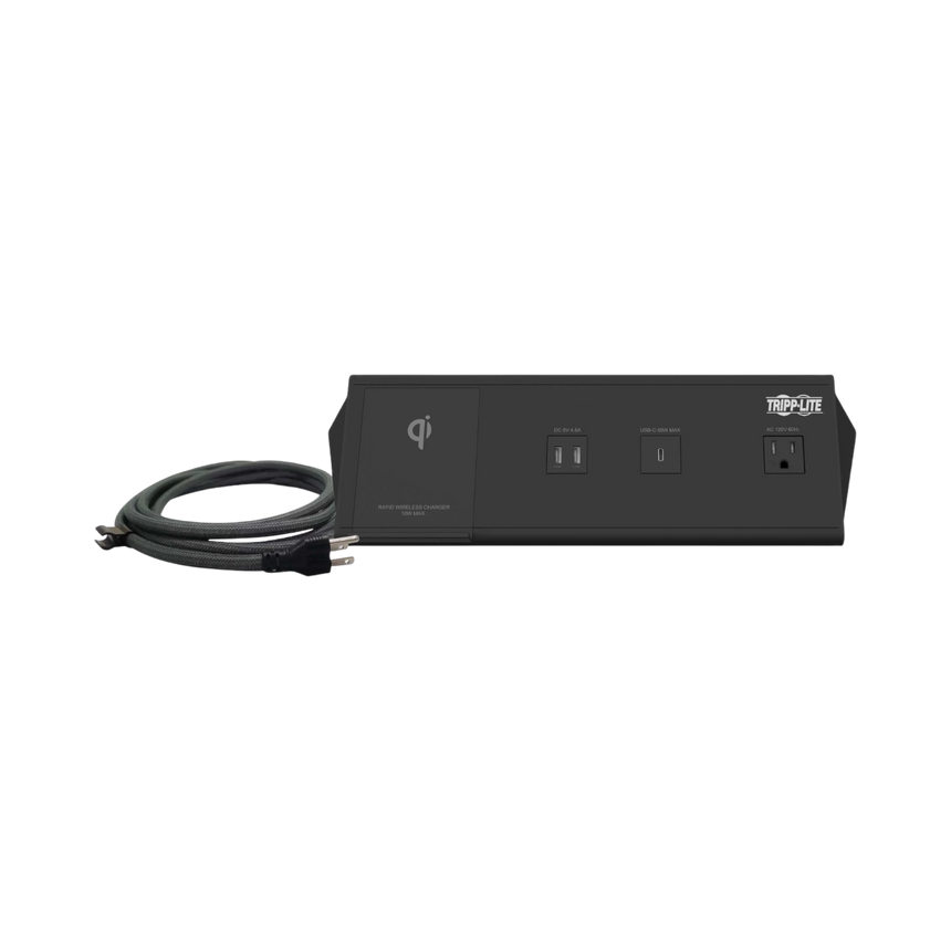 Tripp Lite Safe-IT 6-Port USB Charging Station, 2x USB-C 60W, 4x USB-A, 2x 5-15R, Wireless Charging, 1000 Joules, 10 ft. Cord, Antimicrobial Protection — Being Shipped