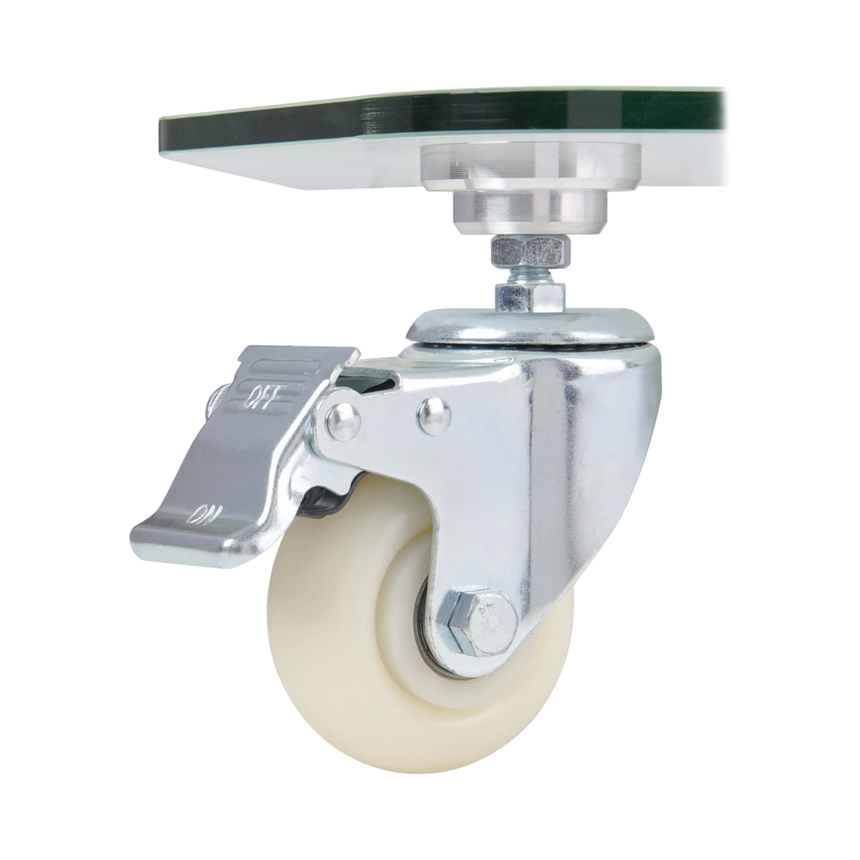 Tripp Lite Premier Rolling TV Cart for 32" to 55" Displays, Frosted Glass Base and Shelf, Locking Casters, White — Being Shipped