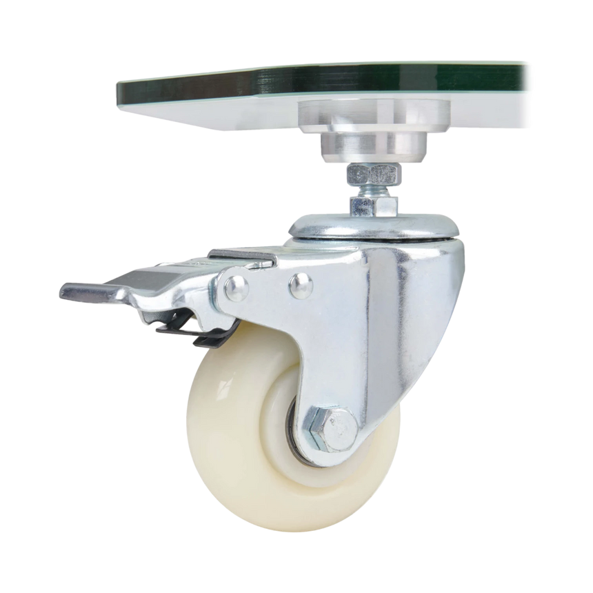 Tripp Lite Premier Rolling TV Cart for 32" to 55" Displays, Frosted Glass Base and Shelf, Locking Casters, White — Being Shipped