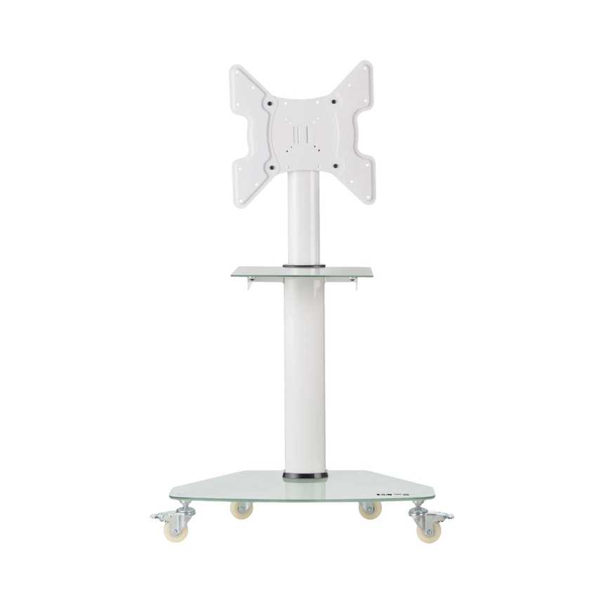 Tripp Lite Premier Rolling TV Cart for 32" to 55" Displays, Frosted Glass Base and Shelf, Locking Casters, White — Being Shipped