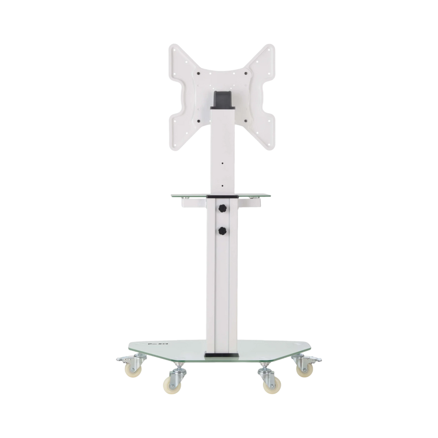 Tripp Lite Premier Rolling TV Cart for 32" to 55" Displays, Frosted Glass Base and Shelf, Locking Casters, White — Being Shipped