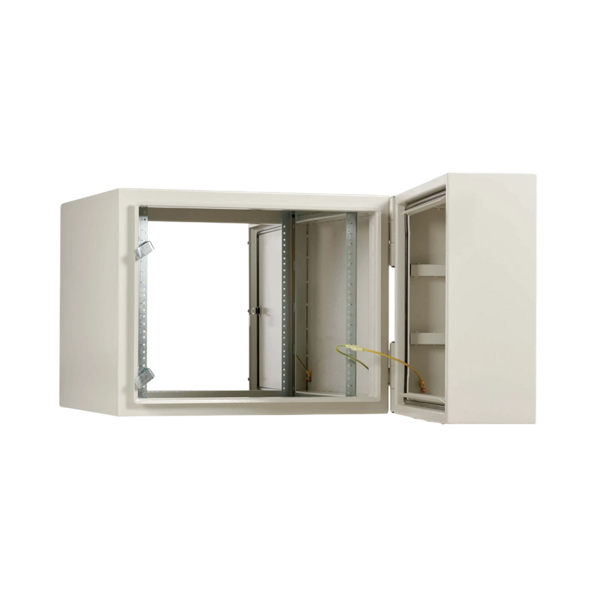 Tripp Lite SmartRack Industrial Enclosure with Lock, NEMA 4, Wall Mount, Metal Construction, Hinged Back, 28 in. Depth, 9U, Gray — Being Shipped