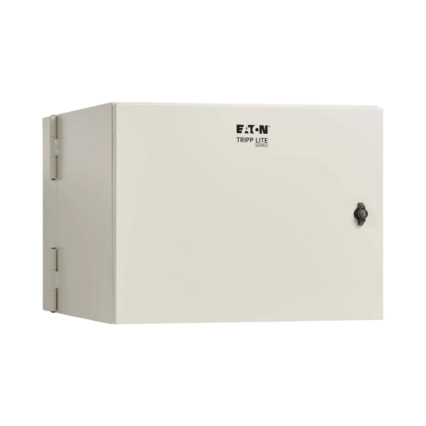 Tripp Lite SmartRack Industrial Enclosure with Lock, NEMA 4, Wall Mount, Metal Construction, Hinged Back, 28 in. Depth, 9U, Gray — Being Shipped