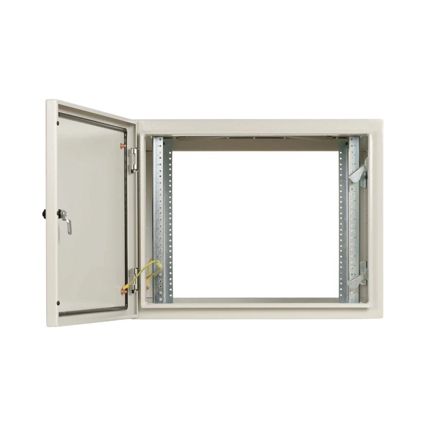 Tripp Lite SmartRack Industrial Enclosure with Lock, NEMA 4, Wall Mount, Metal Construction, Hinged Back, 32 in. Depth, 9U, Gray — Being Shipped