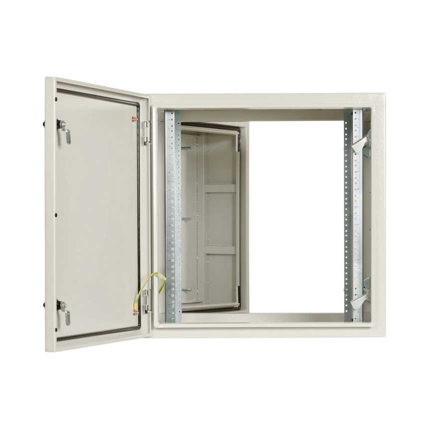 Tripp Lite SmartRack Industrial Enclosure with Lock, NEMA 4, Wall Mount, Metal Construction, Hinged Back, 28 in. Depth, 12U, Gray — Being Shipped