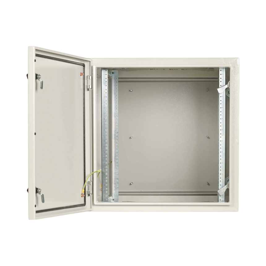 Tripp Lite SmartRack Industrial Enclosure with Lock, NEMA 4, Wall Mount, Metal Construction, Hinged Back, 32 in. Depth, 12U, Gray — Being Shipped