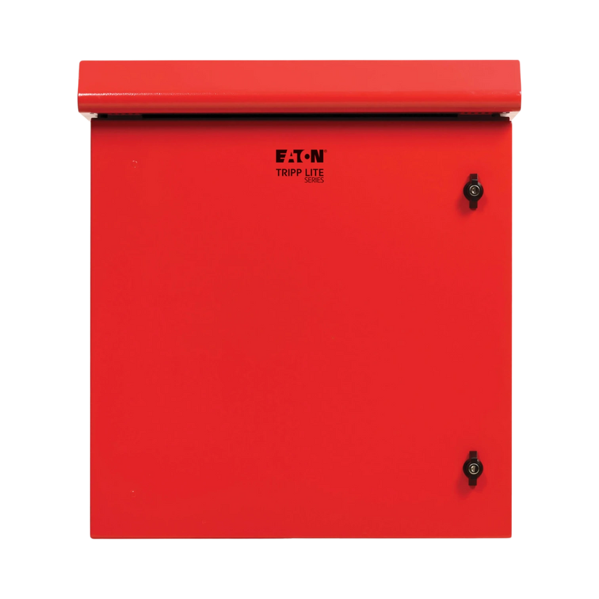 Tripp Lite SmartRack Industrial Enclosure, NEMA 3R, Wall Mount, Metal, Locking, Hinged Back, Fan With Thermal Switch, 28 in. Depth, 12U, Red — Being Shipped