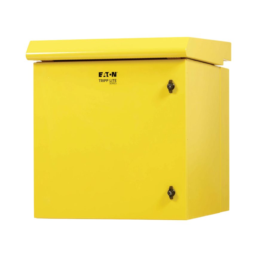 Tripp Lite SmartRack Industrial Enclosure, NEMA 3R, Wall Mount, Metal, Locking, Hinged Back, Fan With Thermal Switch, 28 in. Depth, 12U, Yellow — Being Shipped