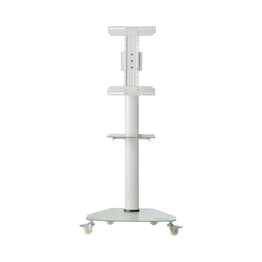 Tripp Lite Premier Rolling TV Cart for 37" to 70" Displays, Frosted Glass Base and Shelf, Locking Casters, White — Being Shipped