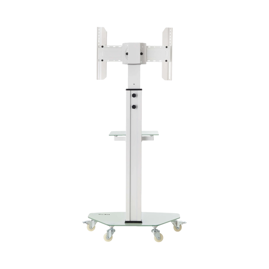 Tripp Lite Premier Rolling TV Cart for 37" to 70" Displays, Frosted Glass Base and Shelf, Locking Casters, White — Being Shipped