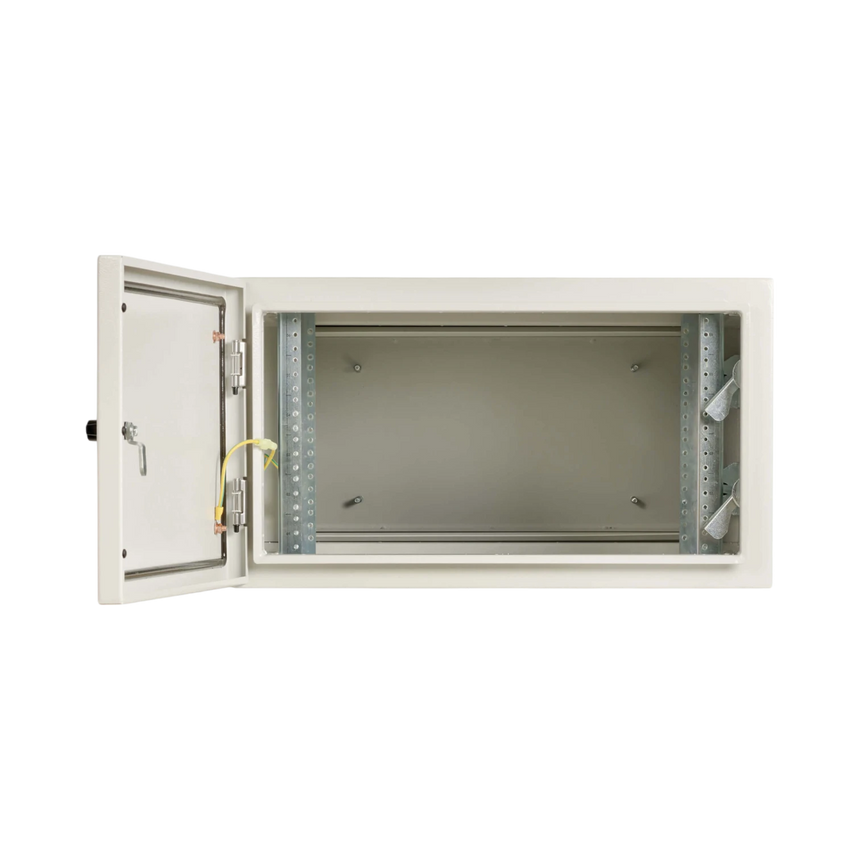 Tripp Lite SmartRack Industrial Enclosure with Lock, NEMA 4, Wall Mount, Metal Construction, Hinged Back, 28 in. Depth, 6U, Gray — Being Shipped