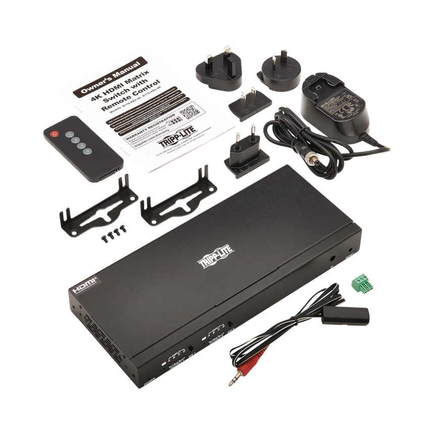 Tripp Lite 4x2 HDMI Matrix Switch/Splitter with Remote Control and Multi-Resolution Support, 4K 60 Hz, HDR, 4:4:4, TAA — Being Shipped