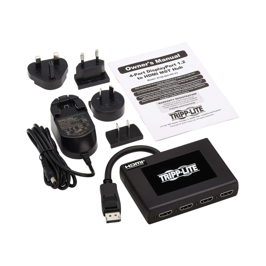 Tripp Lite 4-Port DisplayPort to HDMI Multi-Monitor Splitter, MST Hub, 4K 60 Hz, DP 1.2a, TAA — Being Shipped