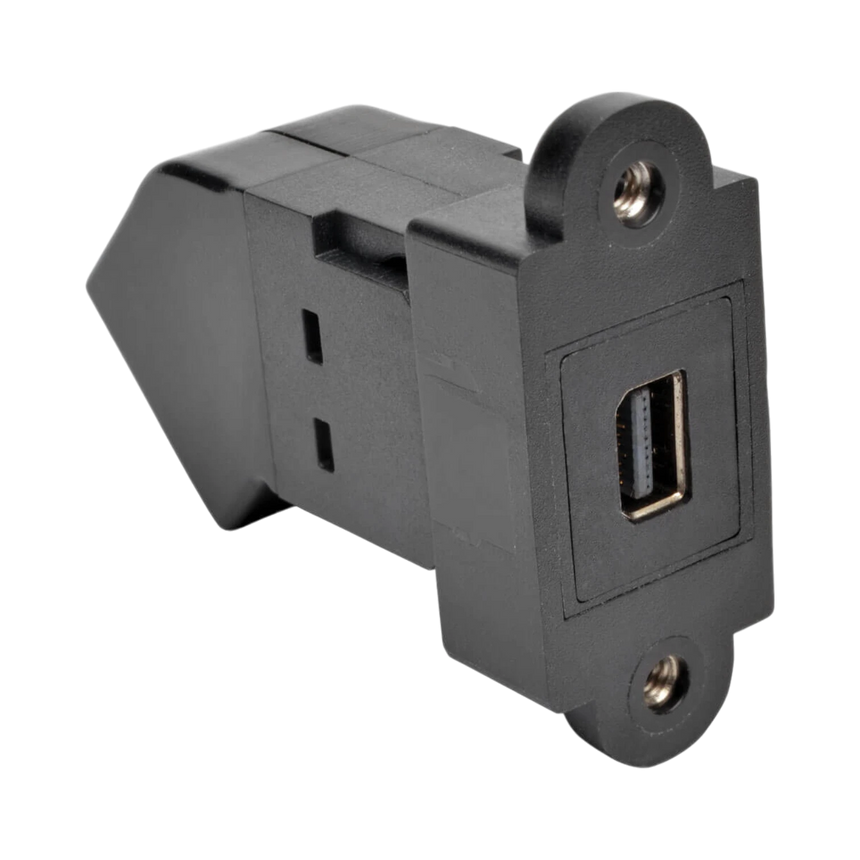 Tripp Lite Mini DisplayPort to DisplayPort All-in-One Keystone/Panel Mount Angled Adapter (F/F), Black — Being Shipped