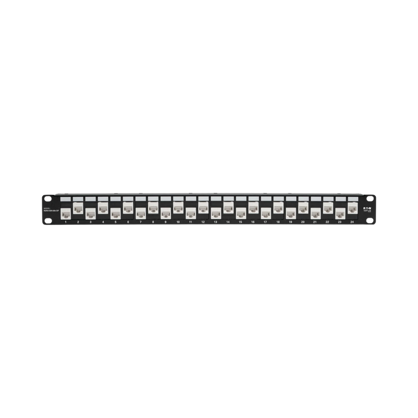 Tripp Lite 24-Port 1U Rack-Mount Cat6a Offset Feed-Through Patch Panel with Cable Management Bar, RJ45 Ethernet, TAA — Being Shipped