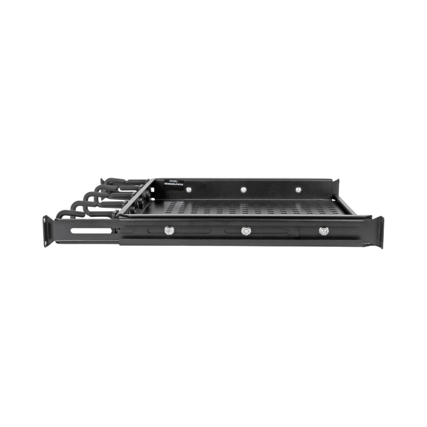 Tripp Lite SmartRack Cantilevered Steel Rack Shelf, 1U, Vented, Integrated Cable Rings, 14.2 in. Deep, Holds up to 50 lbs (22.2 kgs) — Being Shipped