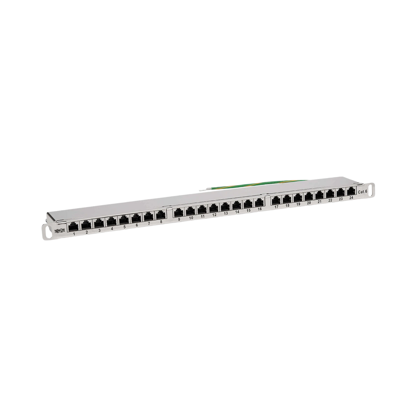 Tripp Lite Cat5e/Cat6 24-Port Patch Panel, Shielded, Krone IDC, 568A/B, RJ45 Ethernet, 0.5U Rack-Mount, TAA — Being Shipped