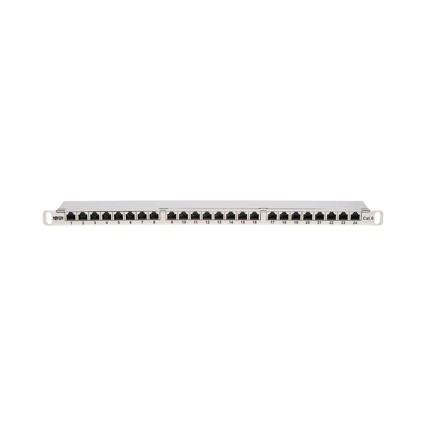 Tripp Lite Cat5e/Cat6 24-Port Patch Panel, Shielded, Krone IDC, 568A/B, RJ45 Ethernet, 0.5U Rack-Mount, TAA — Being Shipped