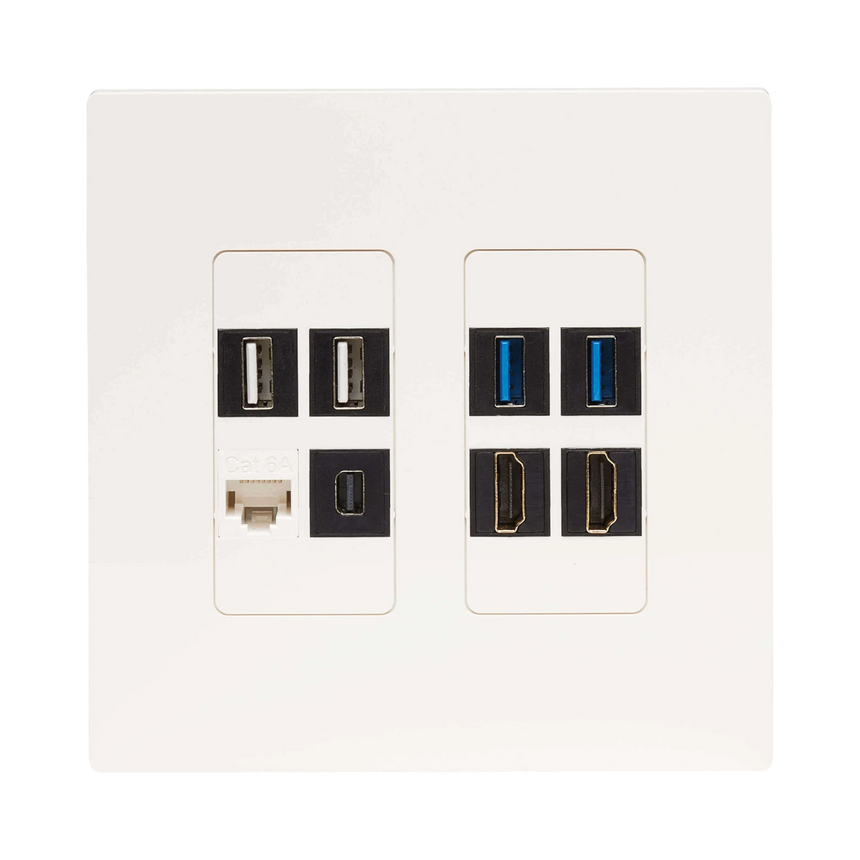 Tripp Lite 8-Port Keystone Double-Gang Faceplate, White, TAA — Being Shipped