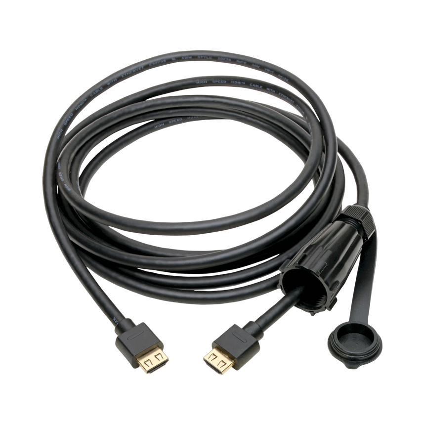 Tripp Lite High-Speed HDMI Cable (M/M), 4K 60 Hz, HDR, Industrial, IP68, Hooded Connector, Black, 12 ft. — Being Shipped