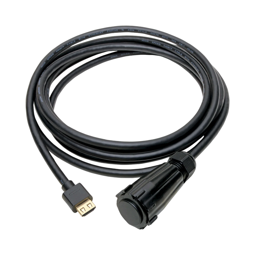 Tripp Lite High-Speed HDMI Cable (M/M), 4K 60 Hz, HDR, Industrial, IP68, Hooded Connector, Black, 12 ft. — Being Shipped
