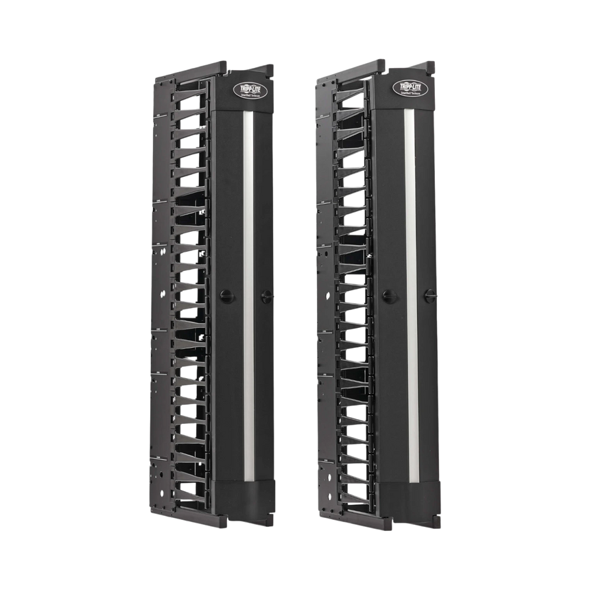 Tripp Lite High-Capacity Vertical Cable Manager, Deep Double Finger Duct with Cover, Single Sided, 6 in. Wide, Black, 7 ft. (2.2 m) — Being Shipped