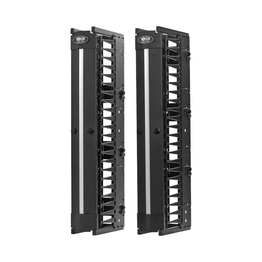 Tripp Lite High-Capacity Vertical Cable Manager, Deep Double Finger Duct with Cover, Single Sided, 6 in. Wide, Black, 7 ft. (2.2 m) — Being Shipped