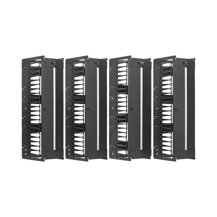 Tripp Lite High-Capacity Vertical Cable Manager, Deep Double Finger Duct with Cover, Double Sided, 12 in. Wide, Black, 7 ft. (2.2 m) — Being Shipped