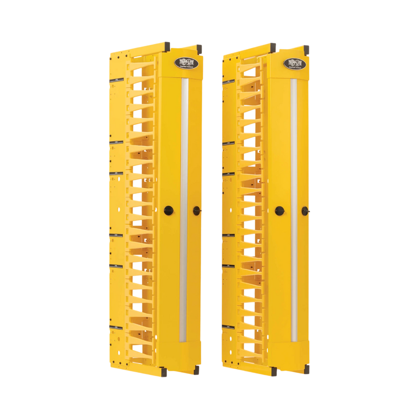 Tripp Lite High-Capacity Vertical Cable Manager, Deep Double Finger Duct with Cover, Single Sided, 6 in. Wide, Yellow, 7 ft. (2.2 m) — Being Shipped